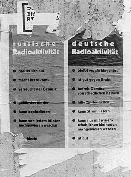 Poster after the Chernobyl disaster, 1987