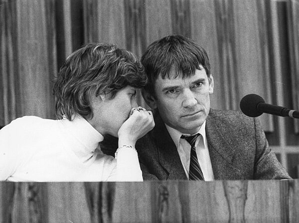 Petra Kelly with Otto Schily, 1983