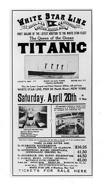 Advertising poster for the Titanic