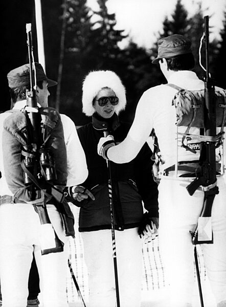 Princess Anne at the British Nordic Ski Championships, 1985.