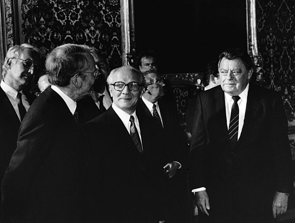 Erich Honecker und Franz Josef Strauß in München, 1987