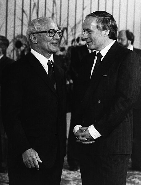 Erich Honecker mit Oskar Lafontaine, 1987