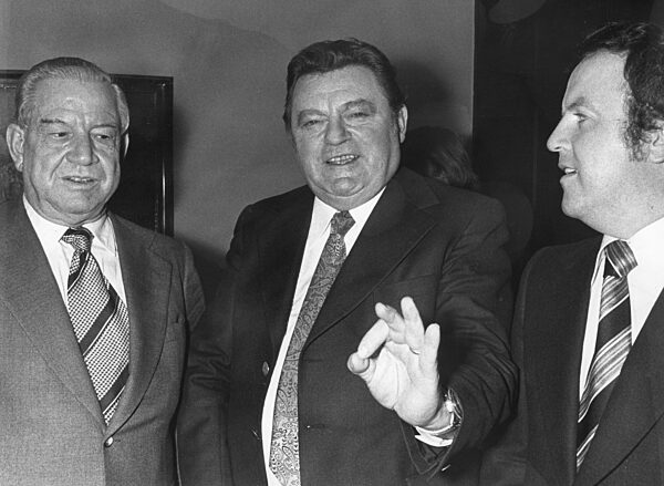 Alfons Goppel, Franz Josef Strauss and Gerold Tandler, 1974