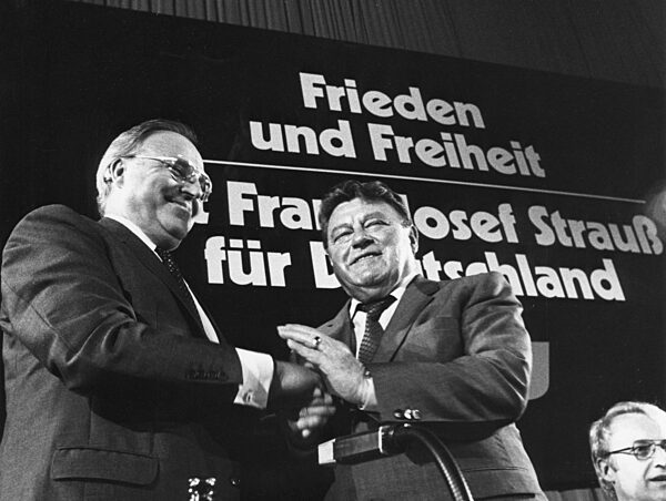 Helmut Kohl and Franz Josef Strauss in Munich, 1980