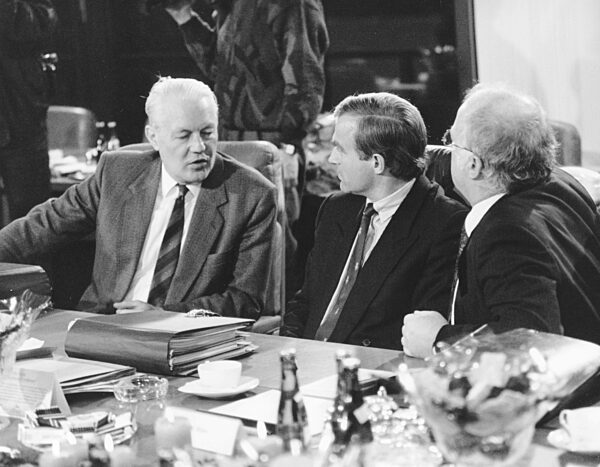 Gerhard Stoltenberg, Helmut Haussmann and Norbert Bluem, 1983