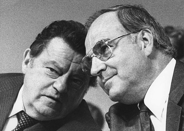 Franz Josef Strauss and Helmut Kohl in Mannheim, 1980