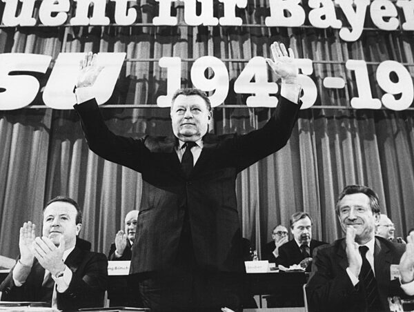 Franz Josef Strauss at a CSU party congress in Munich, 1985