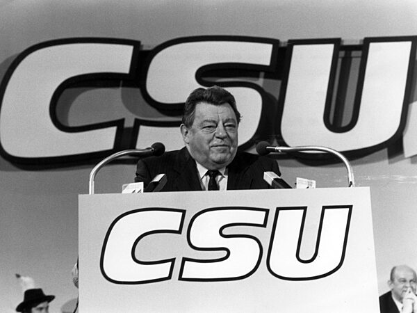 Franz Josef Strauss at a CSU congress in Munich, 1986