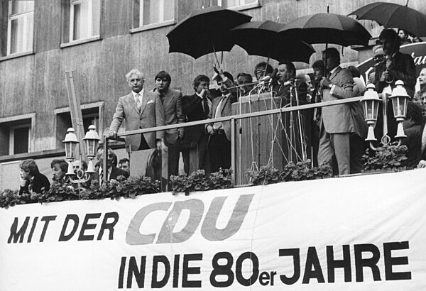 Franz Josef Strauss during the election campaign in Essen, 1979
