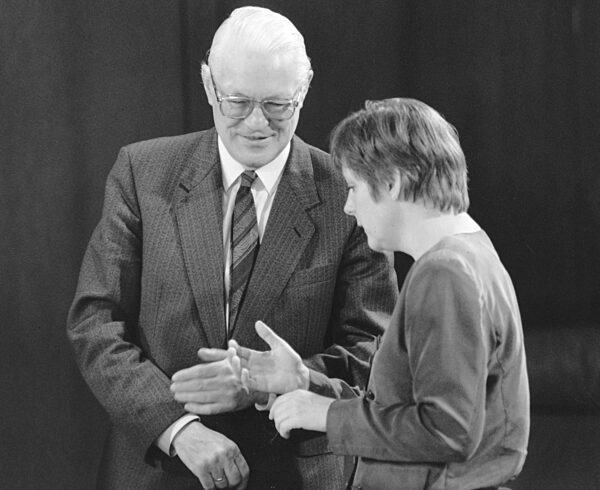 Dr. Gerhard Stoltenberg with Angela Merkel, 1991
