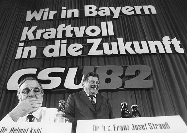 Helmut Kohl and Franz Josef Strauss in Munich, 1982
