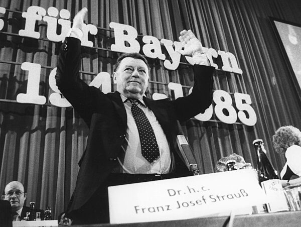 Franz Josef Strauss at a CSU party congress in Munich, 1985