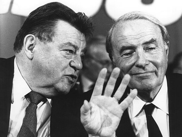 Franz Josef Strauss and Alfred Dregger in Munich, 1987
