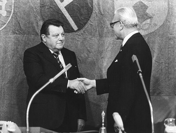 Franz Josef Strauss with Franz Heubl in Munich, 1978