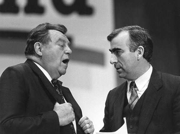 Franz Josef Strauss and Theo Waigel at CSU Congress in Munich, 1986