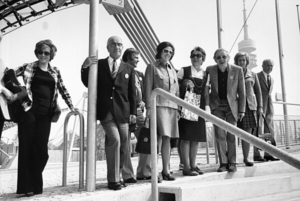 Representatives of the press in the Olympic Stadium in Munich, 1972