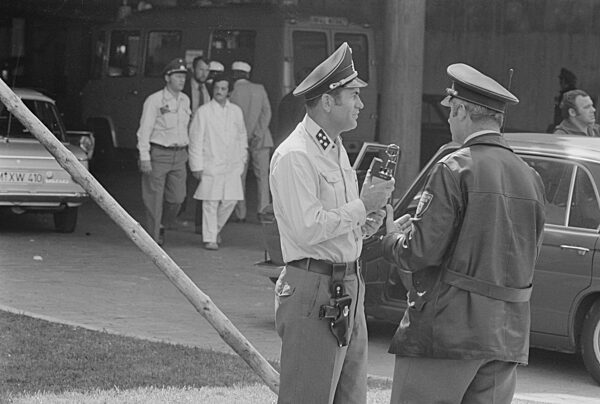 Policemen after the hostage-taking on the Olympic grounds in Munich, 1972