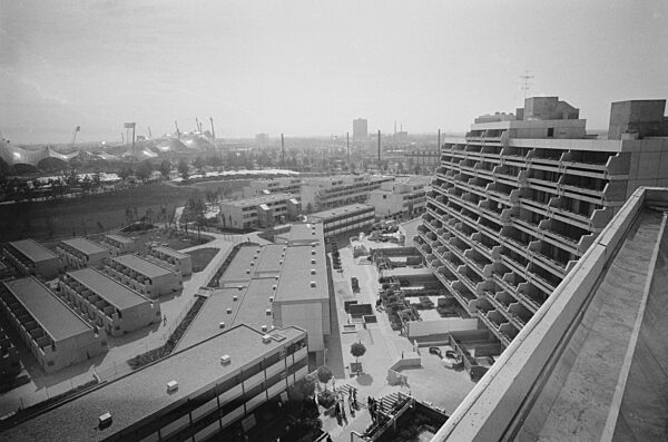The Olympic Village during the hostage-taking in Munich, 1972
