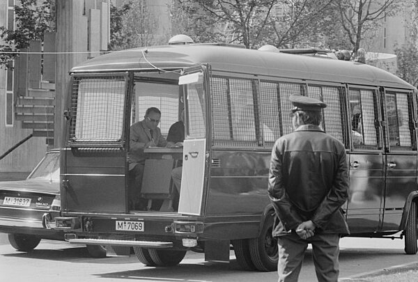 Policemen after the hostage-taking on the Olympic grounds in Munich, 1972