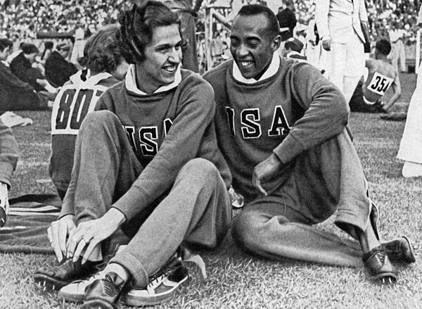 Helen Stephens with Jesse Owens in Berlin, 1936