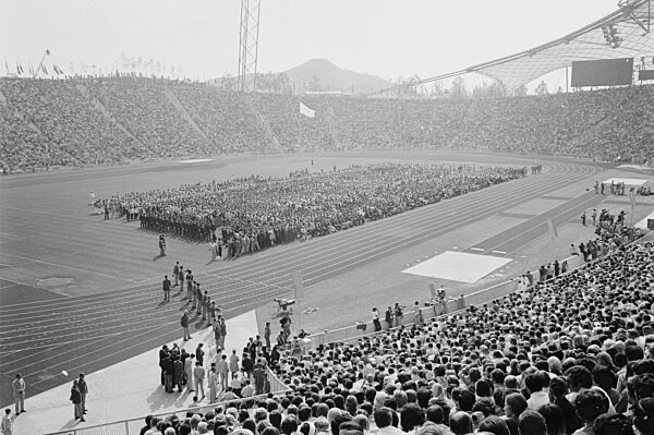Mourning ceremony during the Olympic Games in Munich, 1972