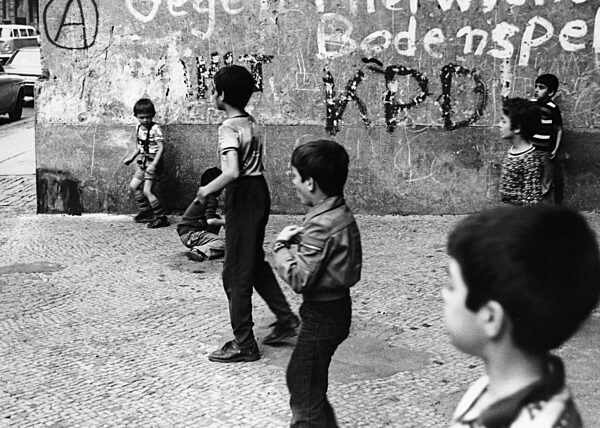 Children playing in a street in Berlin-Kreuzberg, 1975
