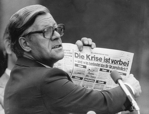 Helmut Schmidt at a campaign rally, 1976