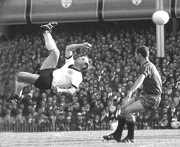 The 1966 FIFA World Cup;.Germany - Spain 20.7.1966. scissor kick of Uwe Seeler.