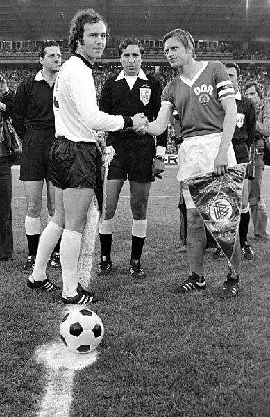 The 1974 FIFA World Cup: Beckenbauer (GER) and Bransch (GDR)