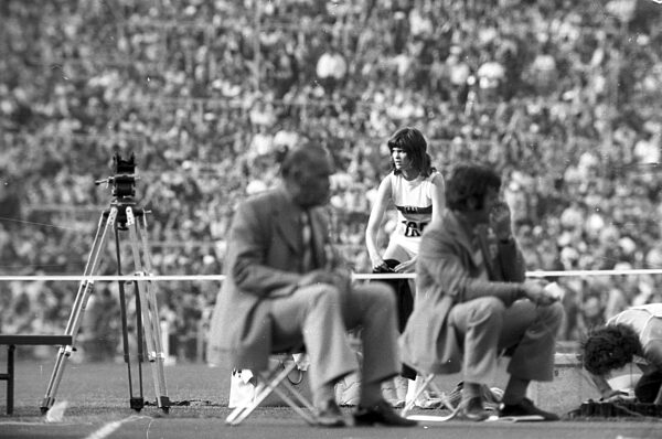 1972 Olympic Games in Munich. High jump: Ulrike Meyfarth (Germany) Gold prepares to jump. 04.09.1972.