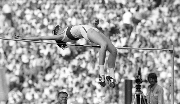 1972 Summer Olympics in Munich. Final in the women's high jump. Ulrike Meyfarth (FRG) over the bar. 04.09.1972.