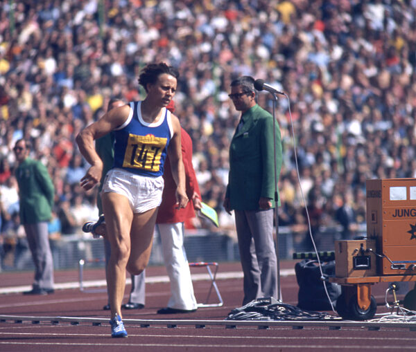 Olympic Games, Munich 1972, 200m Women / Preliminary heat. Renate Stecher (GDR) Action. 05.09.1972.