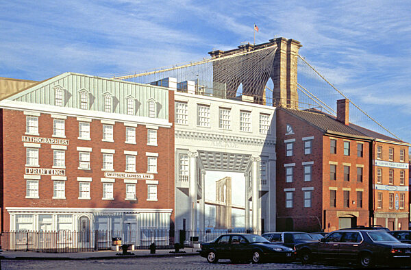 Wandmalerei und reale Brooklyn Bridge, 1992