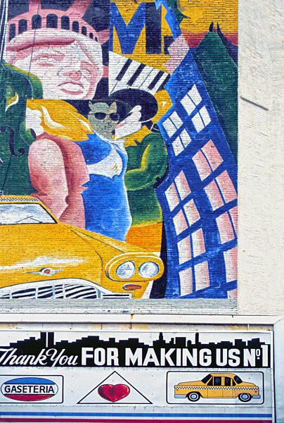 Taxiwerkstatt mit Wandmalereien in New York, 1992