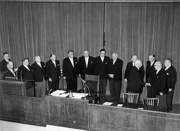 Swearing-in of new Baden-Wurttembergian government 1956