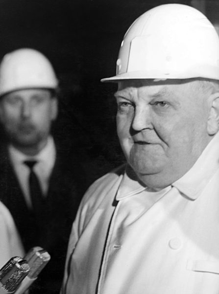 Chancellor Erhard visits coal mine in the Ruhr area