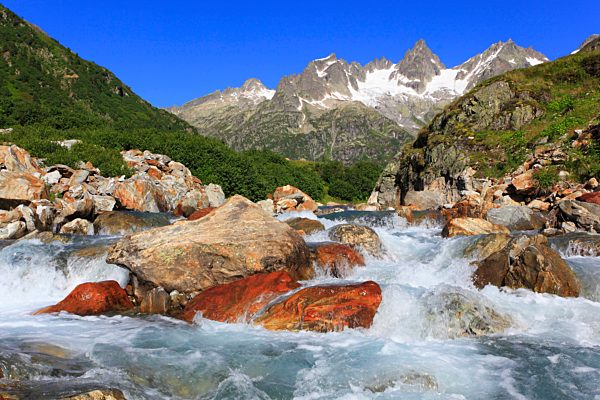 Alps, creek, brook, mountain, mountain panorama, mountains, mountain spring, mountain panorama, river, riverbed, spring, Fünffingerstöck, mountains, water, glacier, Meienreuss, panorama, Pass, snow, thaw, Switzerland, summer, sun, stones, stream, Susten,