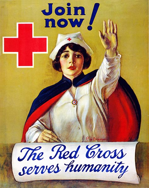 First World War, WWI, World War I, world war, war, Europe, propaganda, poster, USA, American, propaganda poster, nurse, Red Cross, humanity, 1918,