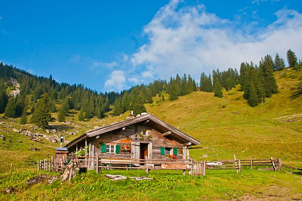 Austria, Europe, alp, agricultural, agrarian, mountain, mountains, Alps, autumn, autumnal, Unken, Heutal, Salzburg country, Eggeralm, alp, alpine hut, hut, Eggerkaser