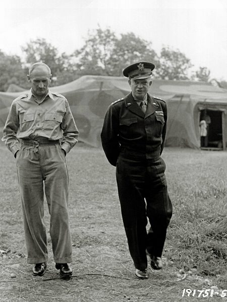 WW II, historical, war, world war, second world war, operation Overlord, Overlord, invasion, general, Dwight D. Eisenhower, Eisenhower, field marshal, Bernard Montgomery, Montgomery, conversation, July, 1944, Normandy, France, Europe, allies, Allied Forces