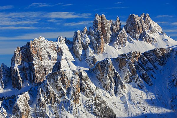 Alps, Alpine panorama, view, mountain, mountains, massif, mountain panorama, Croda da Lago, Dolomites, Europe, cliff, rock, cliff, cliff needles, mountains, summits, peaks, Italy, massif, needle, needles, panorama, snow, south Tyrol, South Tirol, winter, a