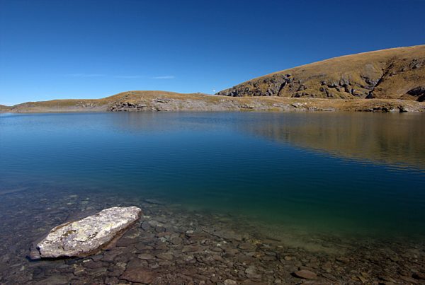 Switzerland, Europe, canton St. Gall, Alps, Pizol, Landscape, Mountain, autumn, schwarzsee, reflection, stone