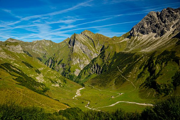 Of, Alps, alp, Alpine grasslands, Alps, Bavaria, mountain landscape, Germany, Europe, Himmelhorn, hut, Käseralpe, Oberallgäu, Oberstdorf, Oytal, Schneck, footpath