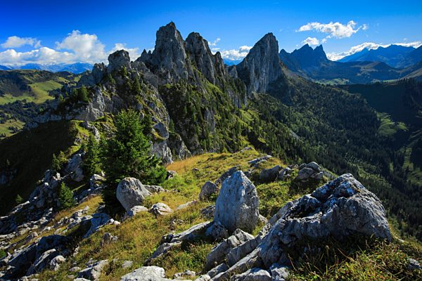 Gastlosen, Evening, Alps, view, mountain, mountain panorama, mountains, mountain massif, canton Bern, Dolomites of Switzerland, Swiss Dolomites, Europe, rock, cliff, canton Freiburg, canton Fribourg, pre alps, mountains, Gruyère, sky, panorama, Switzerlan