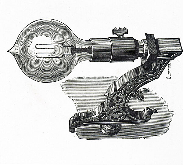Engraving depicting Maxim's carbon filament lamp