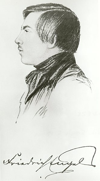 'Friedrich Engels (1820-1895) at the age of 19. German-English industrialist, political theorist, philosopher, and social scientist.Co-founder, with Karl Marx, of Marxism.'