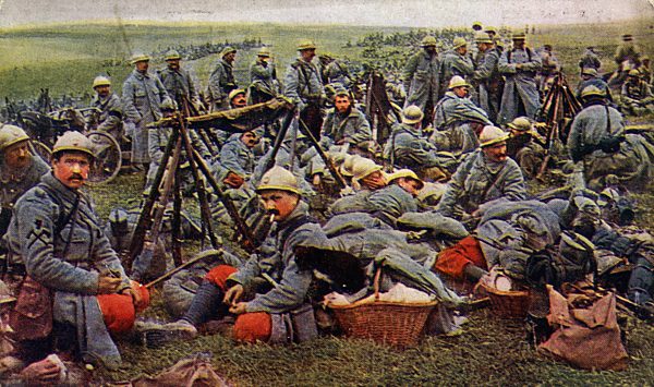 'French official photograph of reserves waiting behind the lines awaiting orders, Battle of Verdun, one of the major battles of World War I, 21 February-18 December 1916. French victory.'