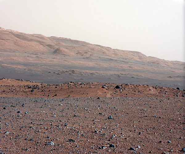 This image is from a series of test images to calibrate the 34-millimeter Mast Camera on NASA's Curiosity rover, looking south-southwest from the rover's landing site.