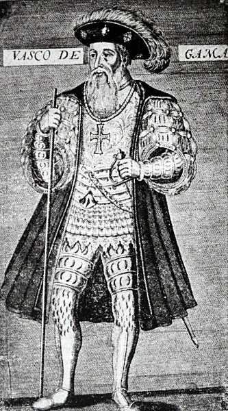 Woodcut of the Portuguese explorer Vasco Da Gama (c1465 - 23rd December 1524).