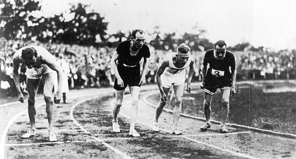 Paavo Nurmi (2nd from left) in the Olympic Games 1924 / Mono Print